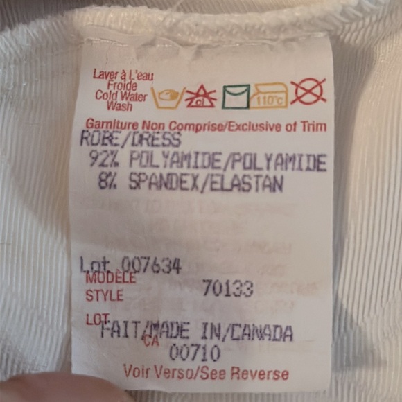 Joseph Ribkoff Ivory Textured‎ Sleeveless Dress Button Detail Canada #70133 Sz 8 - Picture 13 of 13